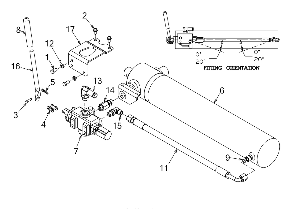 Cylinder Diagram and Parts List for LS25 (24BF552B756)(2017) Cub Cadet Log Splitter